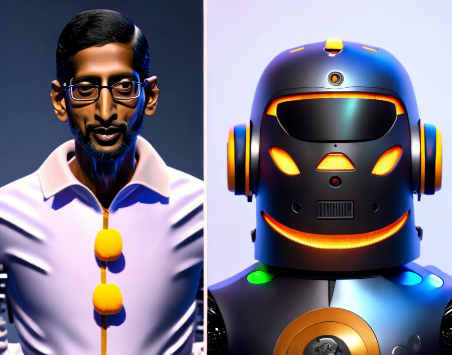 Sundar Pichai dressed as an AI bot for Halloween