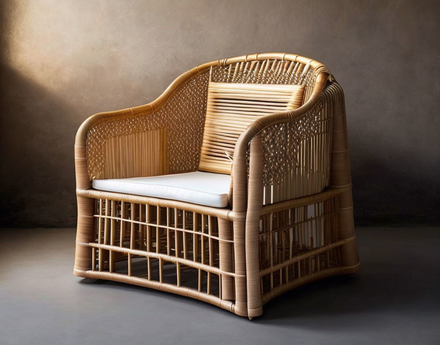 An armchair made out of bamboo
