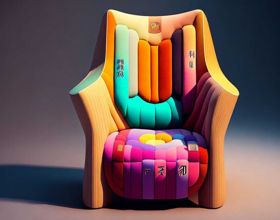 An armchair made out of hiragana