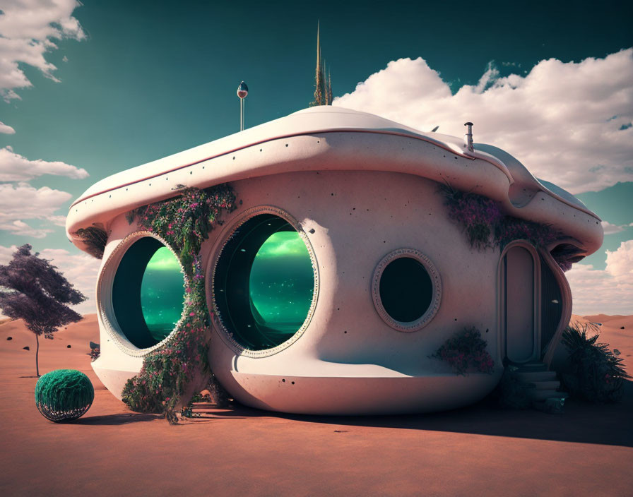 Unique Dome-Shaped House in Desert Landscape