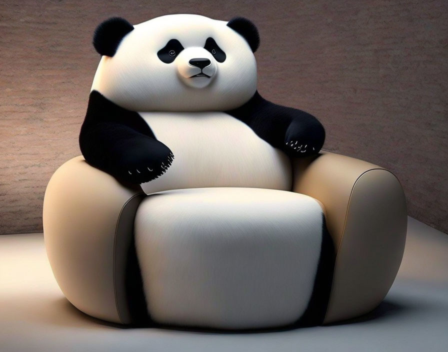 An armchair that looks like a panda bear