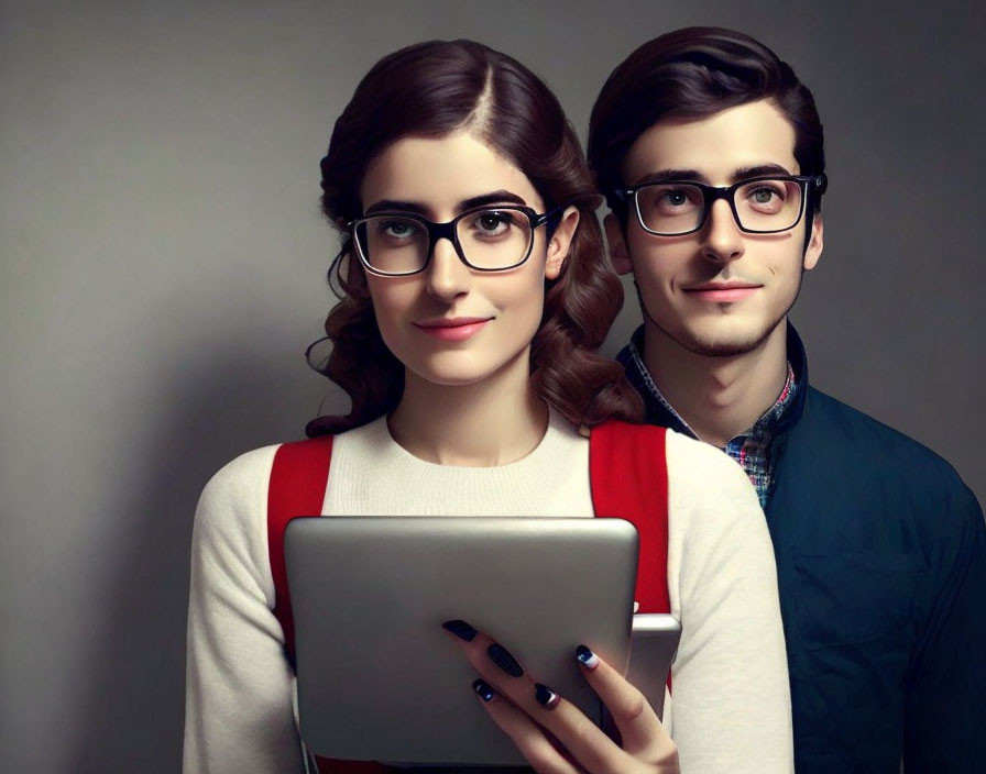 good-looking nerdy geeky couple