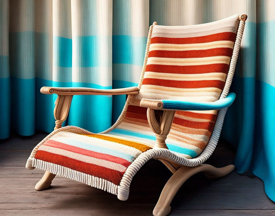 An armchair that looks like old beach-towels