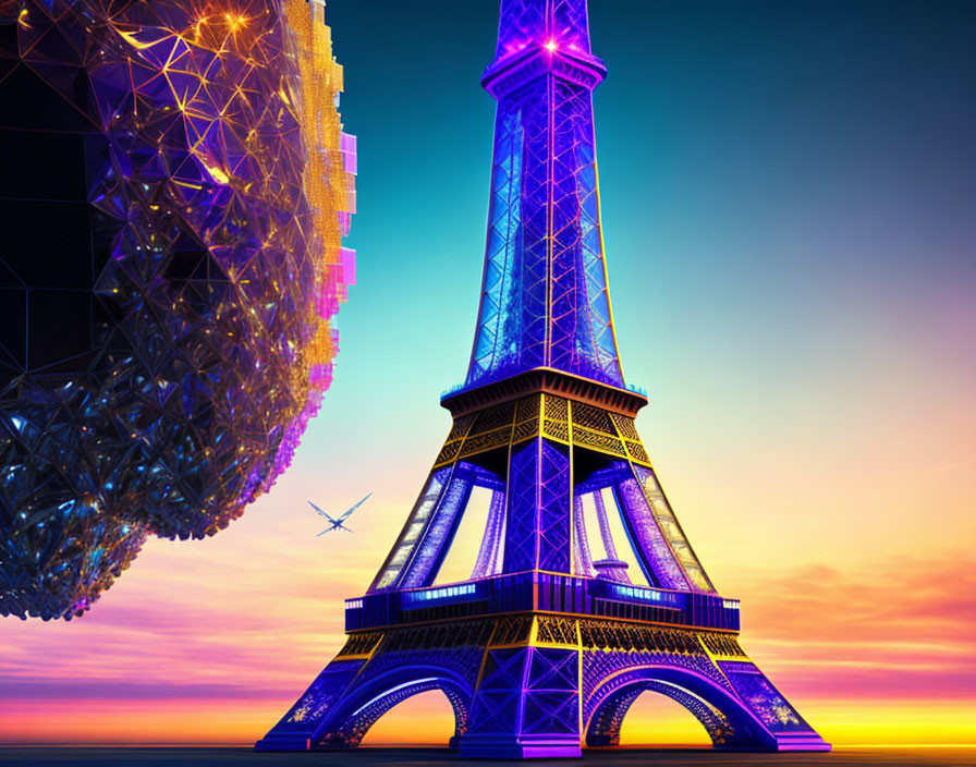 Bismuth crystal Eiffel Tower