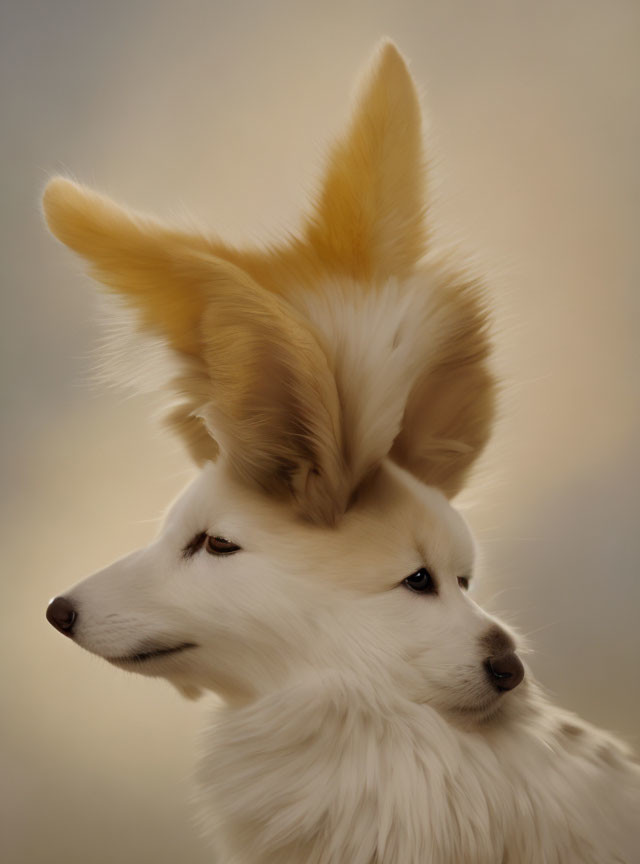 Digital Artwork: Two Dogs with Merged Heads in Profile