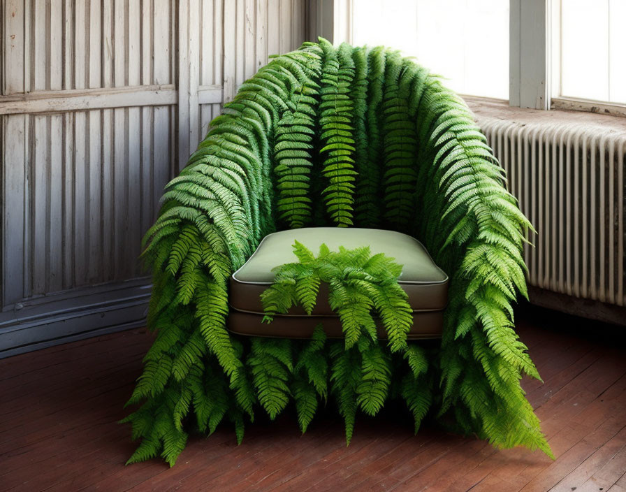 An armchair made out of ferns