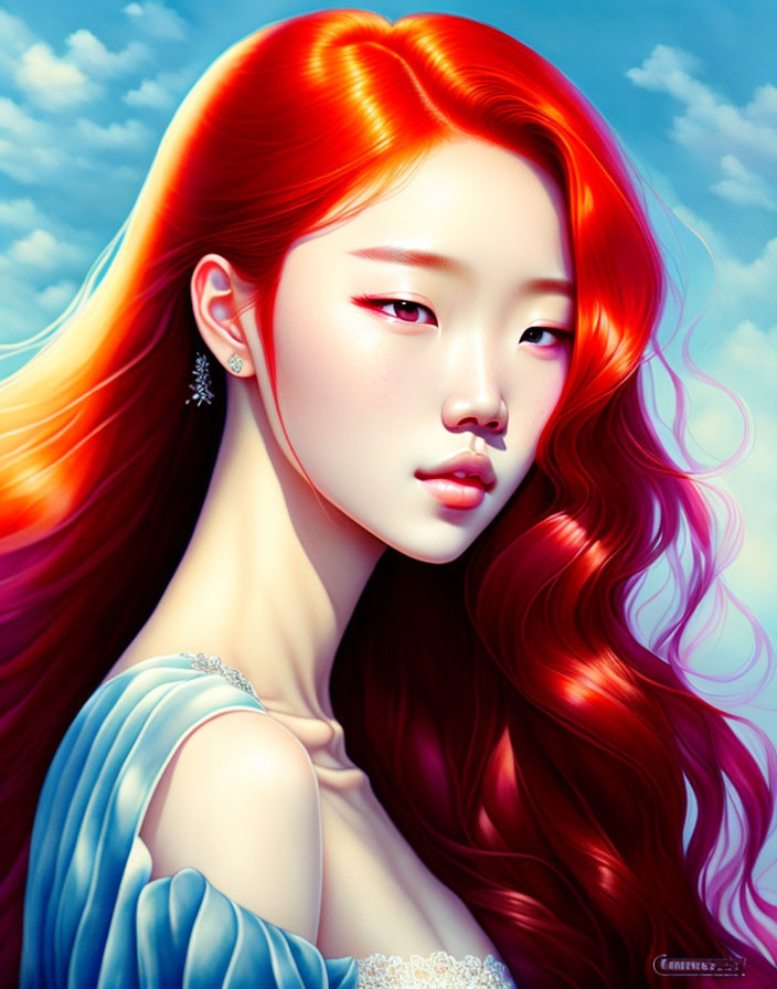 Fascinating Korean redhead, mysterious beauty
