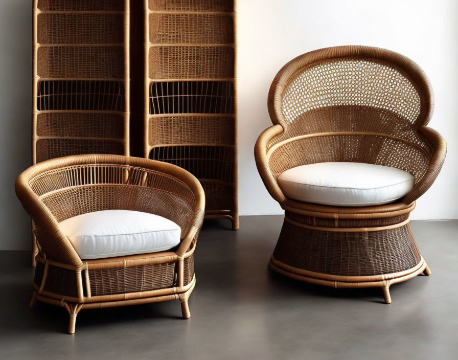 An armchair made out of rattan