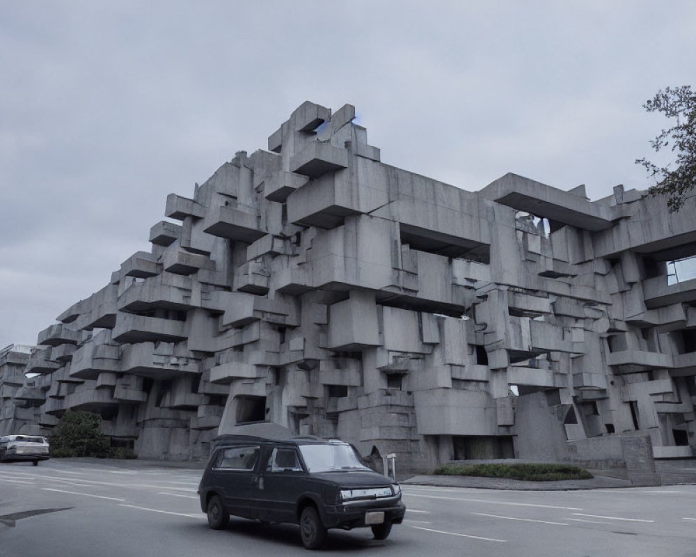 Brutalist Style Building with Geometric Concrete Modules
