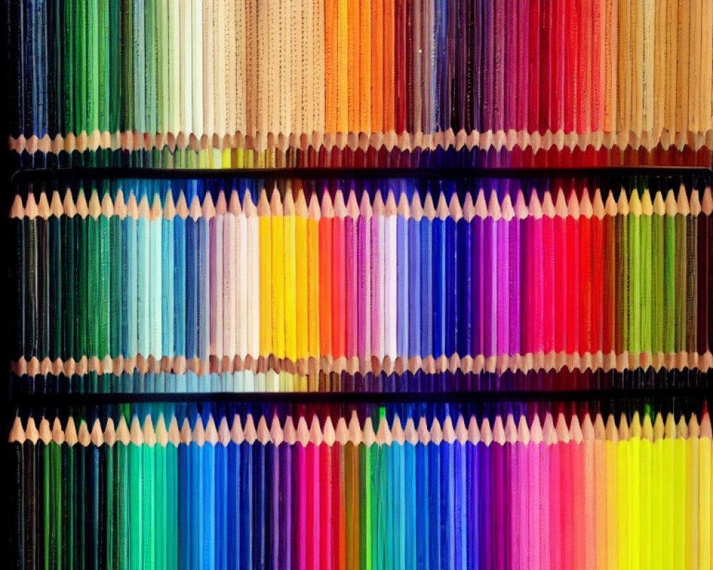 Colored pencils gradient spectrum on dark background