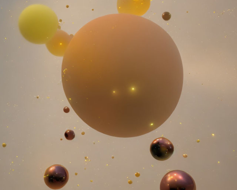 Colorful Spherical Objects on Gradient Background