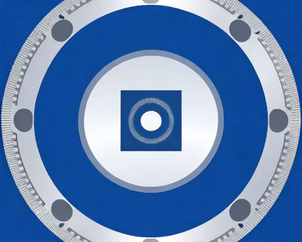 Abstract Metallic Concentric Circles on Blue Background