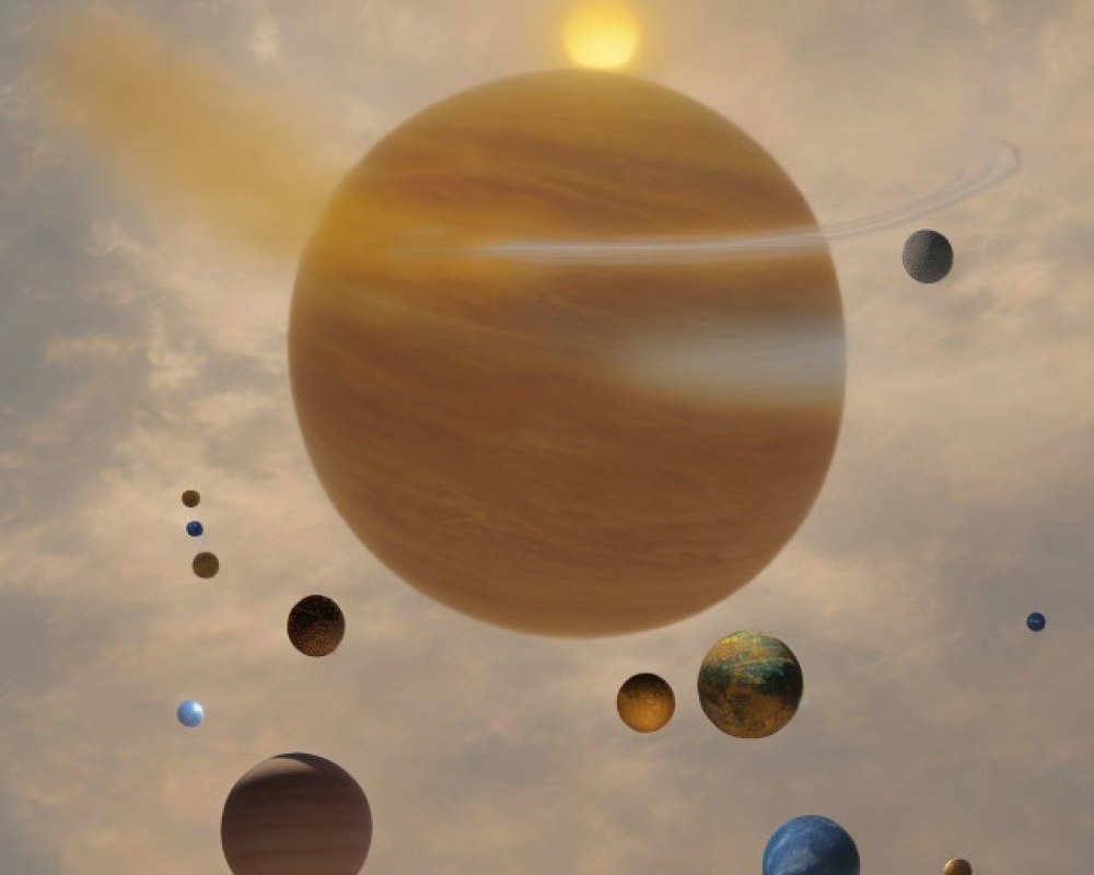 Planets and Celestial Bodies in Serene Sky