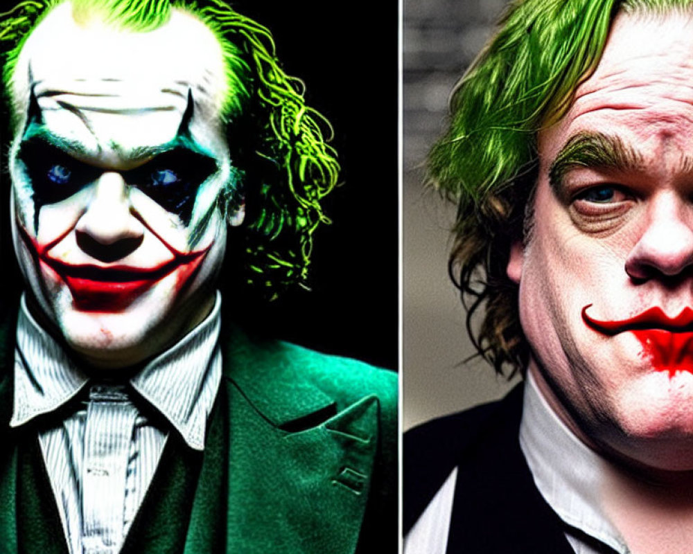 Split Joker Images: Stylized vs. Realistic Portrayals