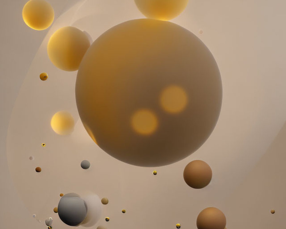Abstract Image: Translucent Spheres in Brown and Gray on Pale Background