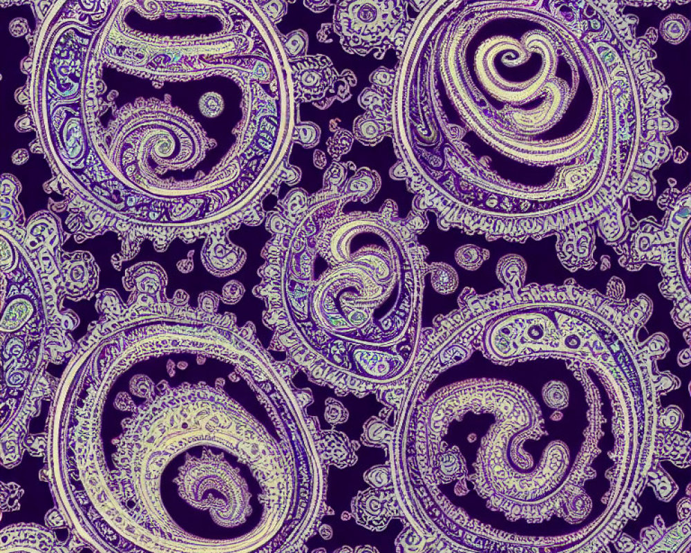 Purple Paisley Pattern with White and Yellow Details