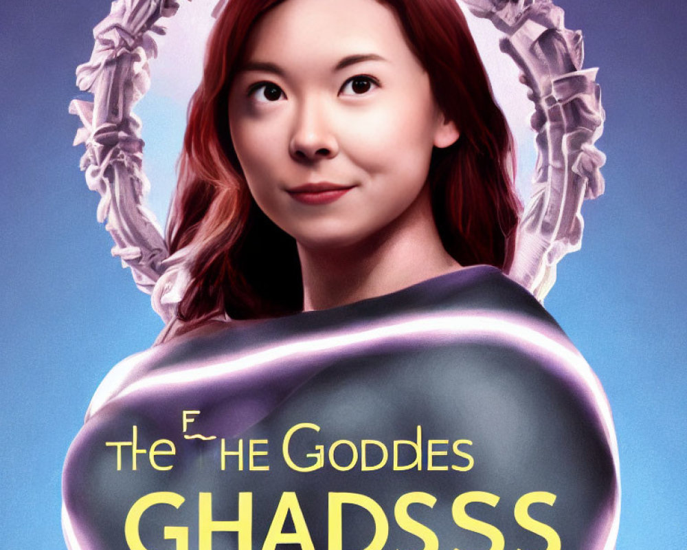 Stylized portrait of a woman with red hair in a graphic with bold "The Goddess GHAD