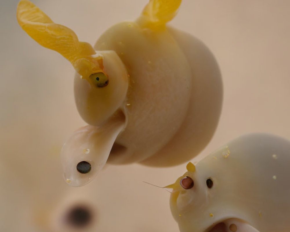 Pale Yellow Nudibranchs with Translucent Bodies and Leaf-Shaped Appendages