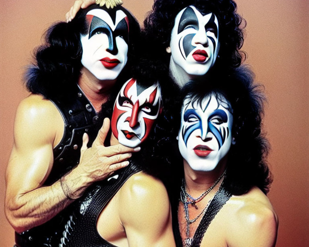 Iconic Black and White Face Paint Rock Band Poses Together