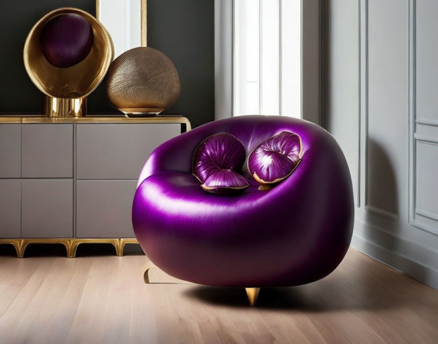 an armchair that looks like mangosteen & aubergine