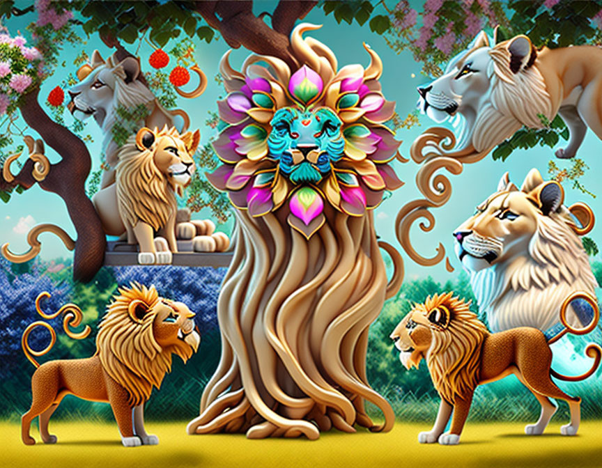magical shisa lion dog tree