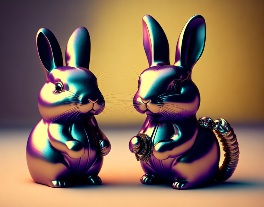 two bunnies made out of data and heavy metal