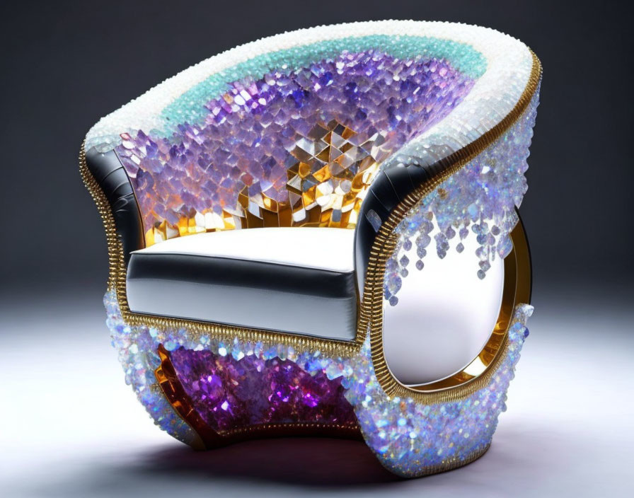 An armchair made out of crystals