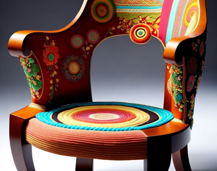 An armchair made out of handicrafts