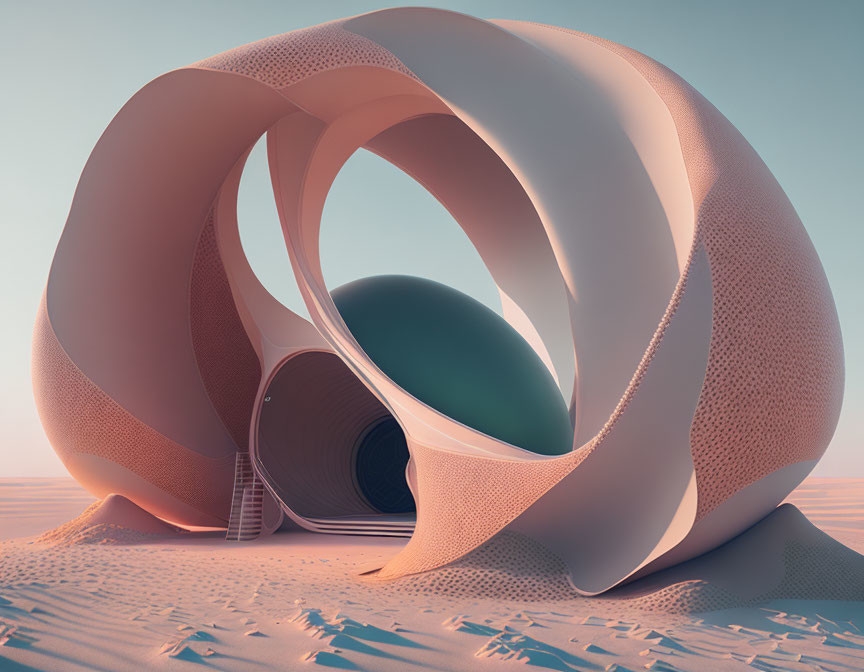 Futuristic Mobius Strip Structure in Desert Environment