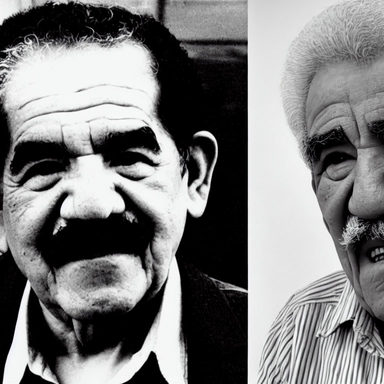 Elderly Man with Mustache: Black and White vs. Color Portrait