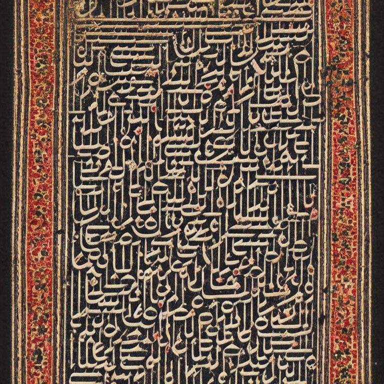 Detailed Arabic calligraphy with intricate borders on historic manuscript page