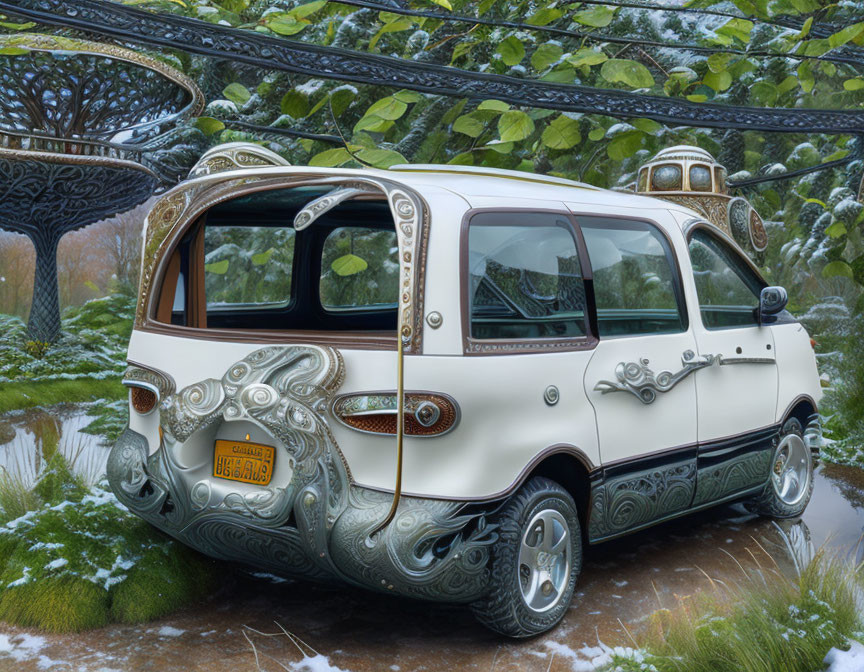 Fantasy biomorphic car, highly detailed