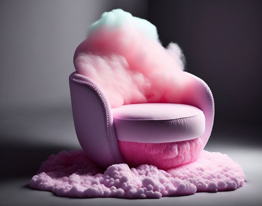 An armchair made out of cotton candy