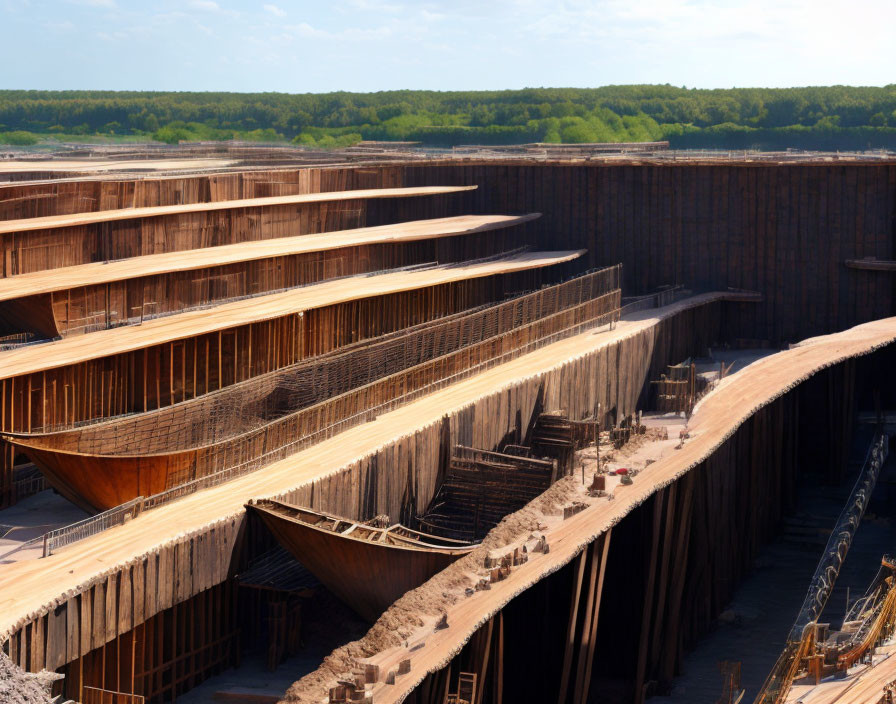 shipyard full of dozens of Noah's Arks