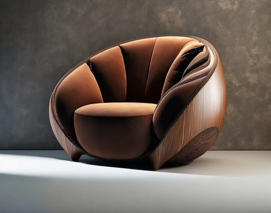 An armchair in the shape of a walnut