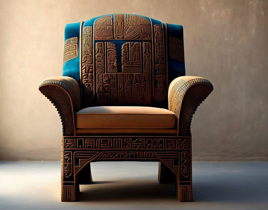 An armchair made out of hieroglyphics