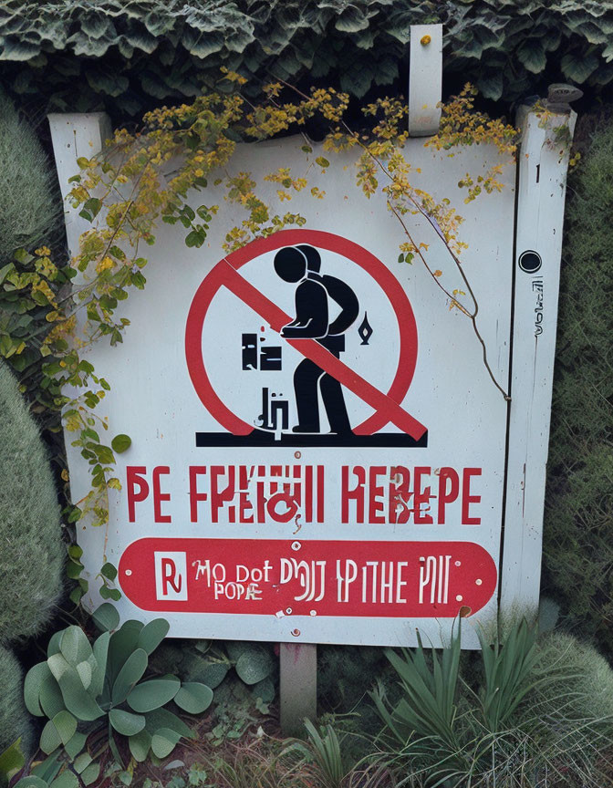 "Don't pee here!" sign in a foreign language