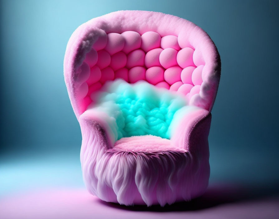 An armchair made out of candy floss