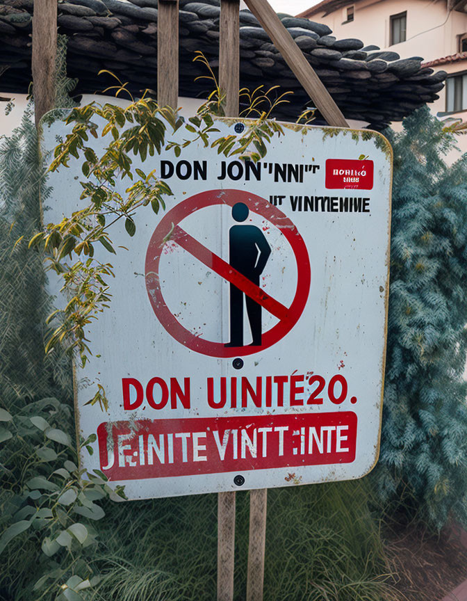 "Don't urinate here!" sign in a foreign language