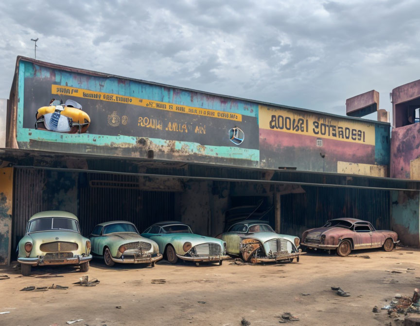 Abandoned Mercedes and Porsche in Vientiane