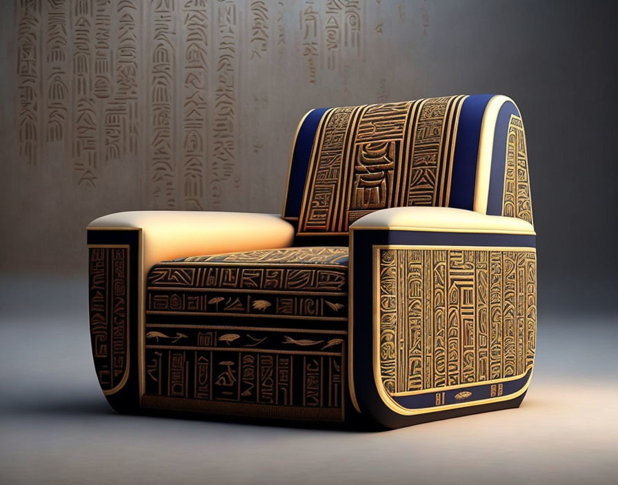 An armchair made out of hieroglyphs