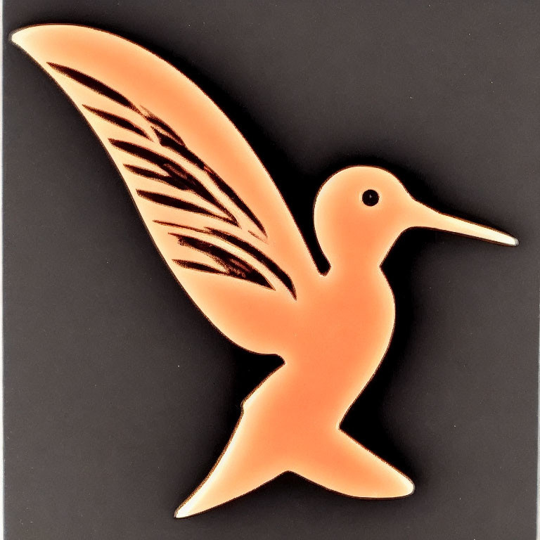 Orange and Cream Bird-Shaped Brooch with Striped Wing Pattern