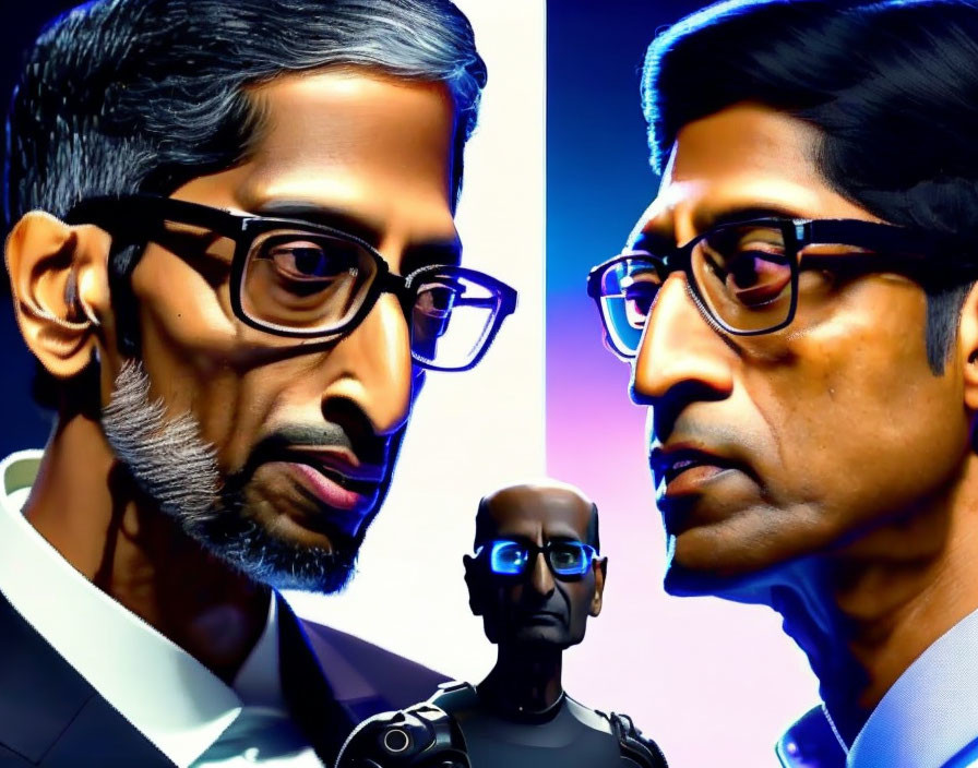Sundar Pichai vs Satya Nadella as AI androids