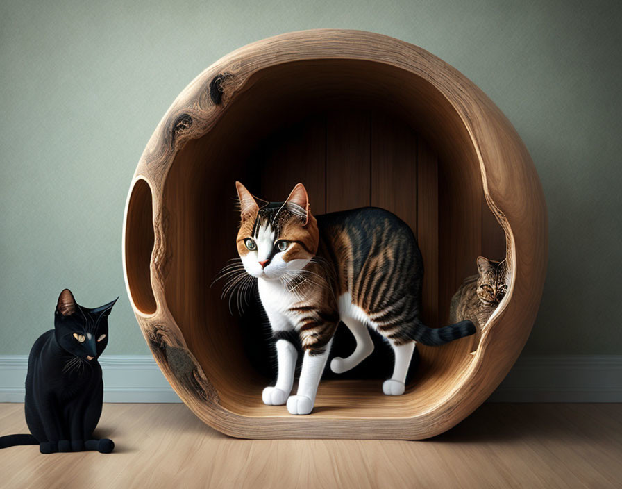 cat, cats, wood, surreal, surrealism