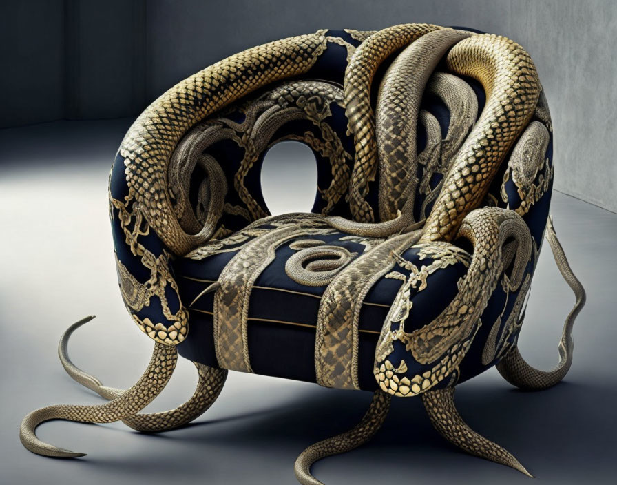 An armchair made of snakes and eels