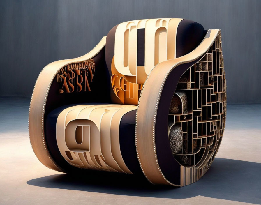 An armchair made out of fonts