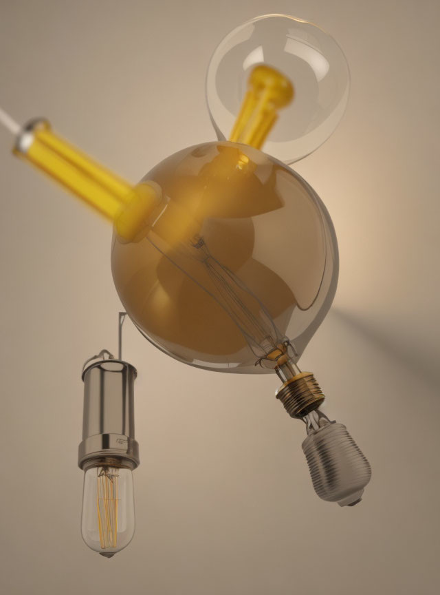 Vintage-Style Suspended Light Bulbs Glowing in Motion
