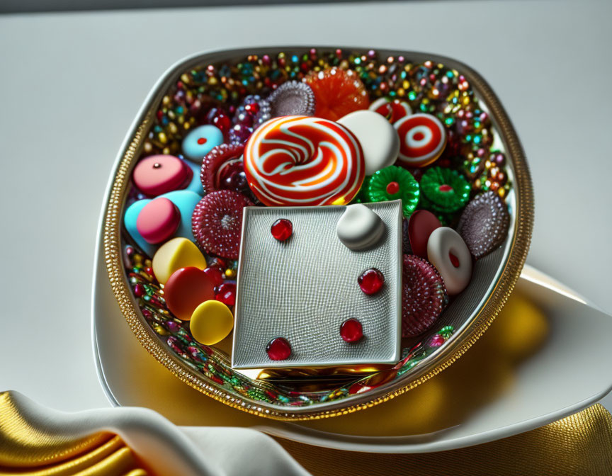 Colorful Beads, Buttons, and Lollipop in Silver Tin Display