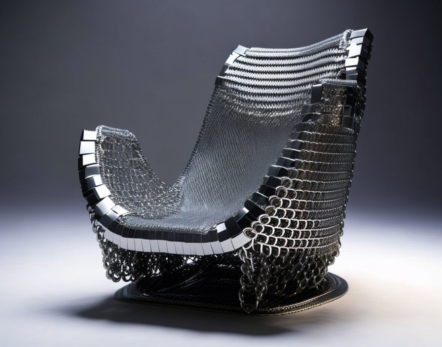An armchair made out of chain mail
