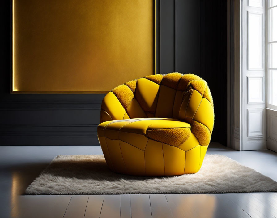 An armchair that looks like a bumblebee